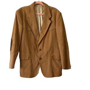Western Classic Guy Garret Corduroy Blazer Jacket 42R Beige Elbow Pads